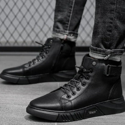 "BLACK" Phantom Premium Leder Sneaker
